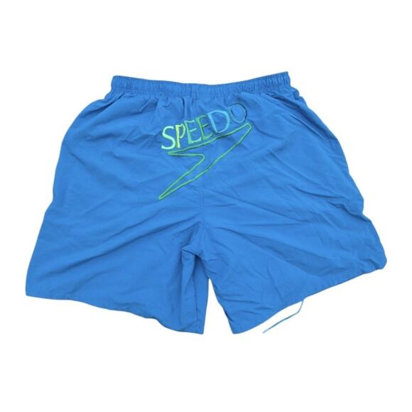 Vintage Speedo Trunks Big Logo Men's Sz Large In Blue - Picture 1 of 6
